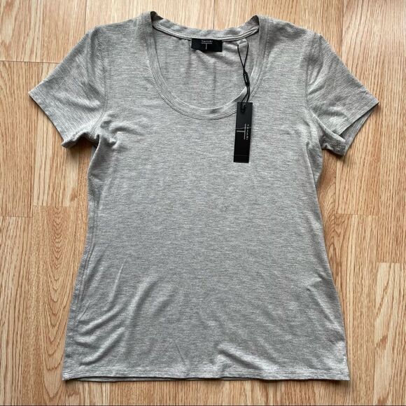 NWT T-Tahari Grey Heather Crew Neck Short Sleeve Tee - Picture 5 of 7